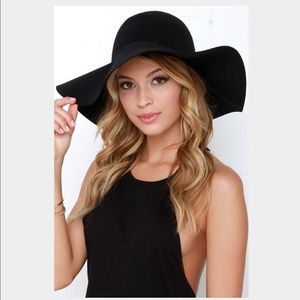 BCBG Black Floppy Wool Hat